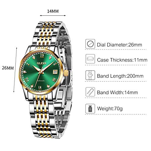 Rorios Women's Automatic Watch Self-Wind Auto Mechanical Watch With Stainless Steel Band Calendar Fashion Women Watch Luminous Wristwatch For Ladies #TOP5