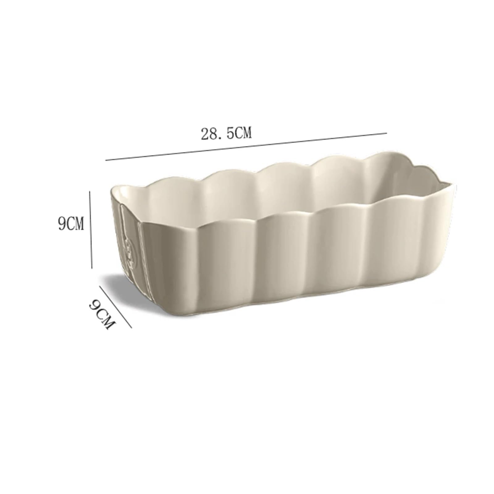 Plat Four Plat de Cuisson rectangulaire en céramique avec Un pétale ondulé Plat Gratin(Yellow)