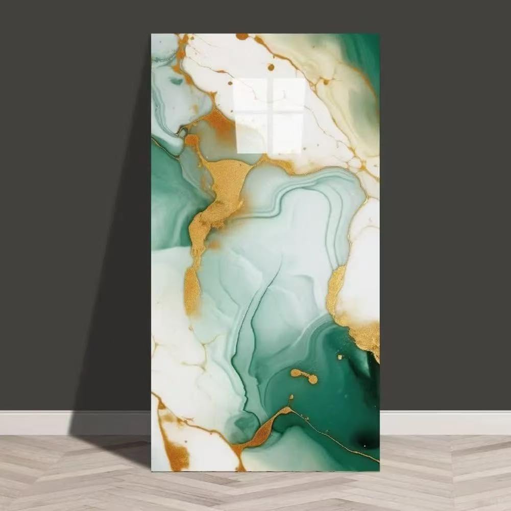MOTTKEE 10 Pcs Marble Peel and Stick Wall Stickers 60x30CM Self Adhesive Wall Panels,Waterproof Backsplash Tiles for Kitchen Bathroom,Wall Decor (Green1)