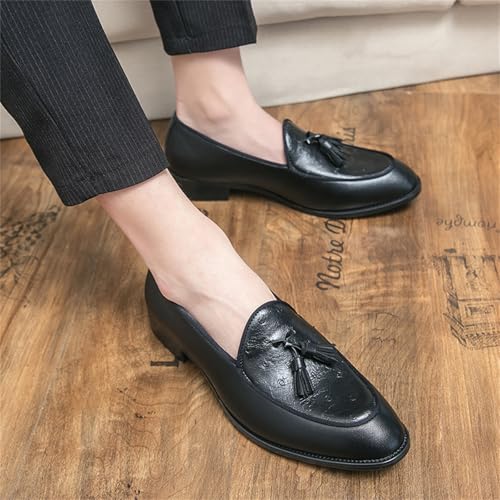 Men's Leather Tassels Slip-On Dress Loafers Fashion Casual Flats Moccasin Boat Shoes for Business Formal Work Office Penny Smoking Shoes4