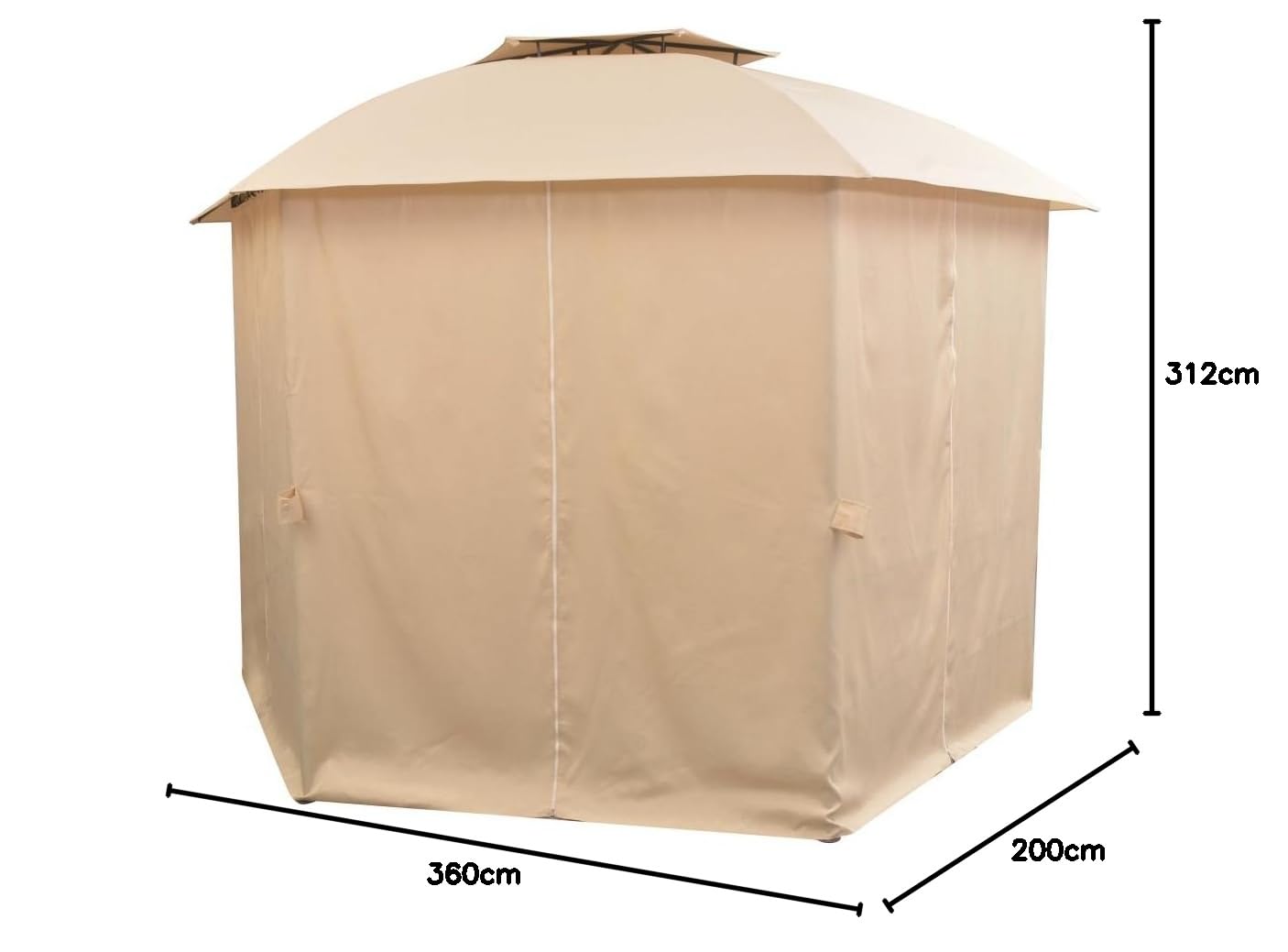 Festnight Gazebo Padiglione Esagonale con Tende Beige Richiudibile Telaio in Acciaio Verniciato da Giardino/Patio/Prato per Esterni 360x265 cm
