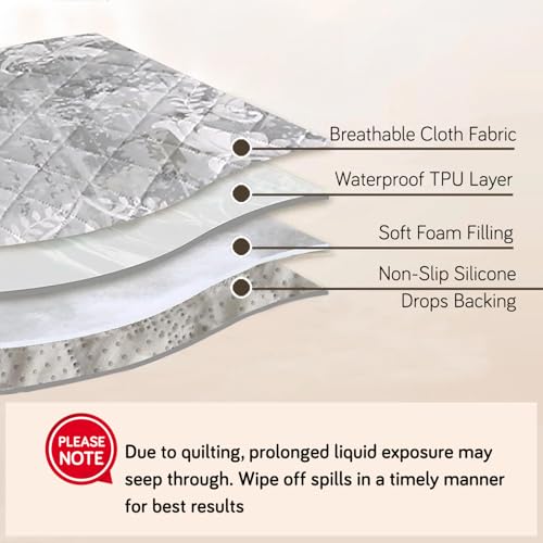 Image of HOKIPO Printed Waterproof + Anti-Slip + Quick Dry Sofa Armrest Cover with Pockets (2Pcs), Motifs Cloud Grey (AR-5237-P4-L*2)