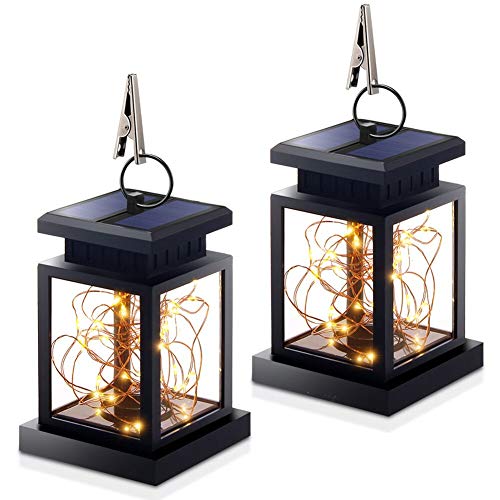 Hanging Solar Lights, Outdoor Hanging Lanterns Lights Solar Fairy String Lights Outdoor Dusk To Dawn Auto On/Off For Garden Patio Yard, Warm White - Christmas Decorations (2Pack) #TOP30