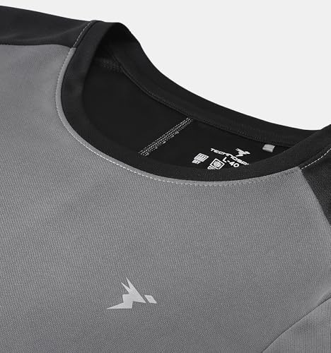 Image of TECHNOSPORT Men's Slim Fit Color Block T-Shirt, Technocool Quick Dry Anti-Microbial Short Sleeve Sports Tee for Gym, Running, Training & Everyday Wear