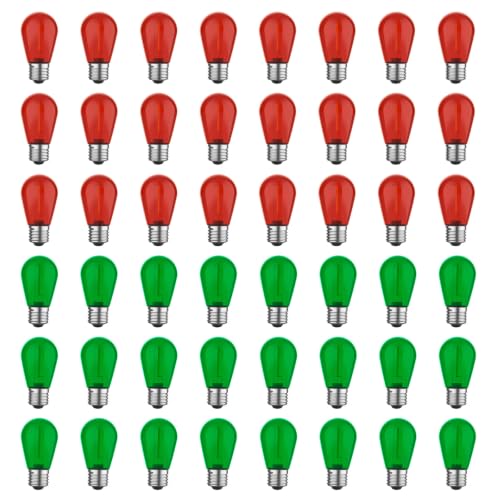 Image of GvvooHome 48 Pack S14 Red and Green Outdoor Light Bulbs for String Lights