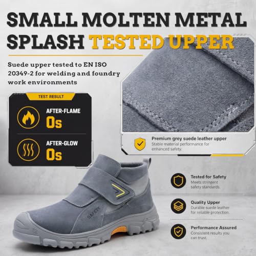 Image of GLANOUDUN Steel Toe Boots for Men, Welding Work Boots with Puncture-Resistant Midsole, High Top Hook and Loop Safety Footwear for Welding Workshop Construction Warehouse Factory