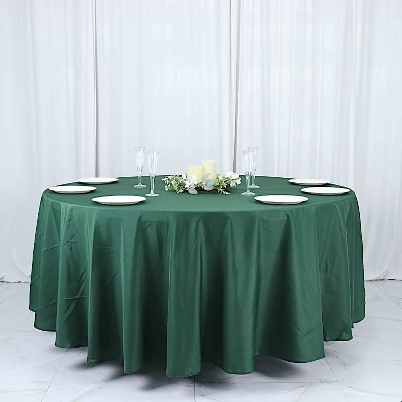 Miniatura 7 de Balsa Circle 108 inch Hunter Green Round Polyester Tablecloth Fabric Table Cover Linens for Wedding Party Banquet Reception Events Kitchen Dining