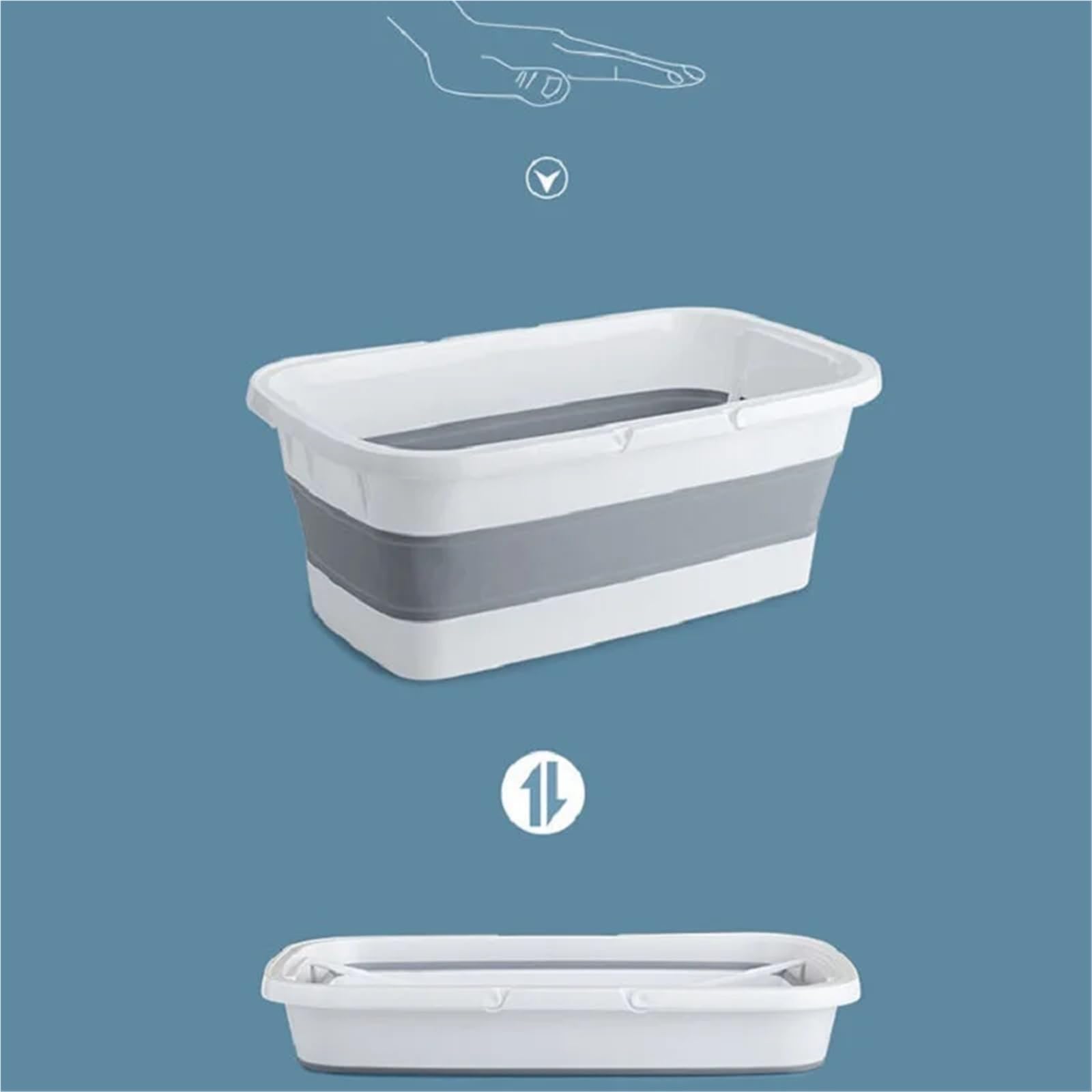 Cubo Plegable Cubo de Lavado de Autos Plegable de Silicona portátil, Cubo de fregona Grande, Cubo Rectangular de plástico Grueso for el hogar