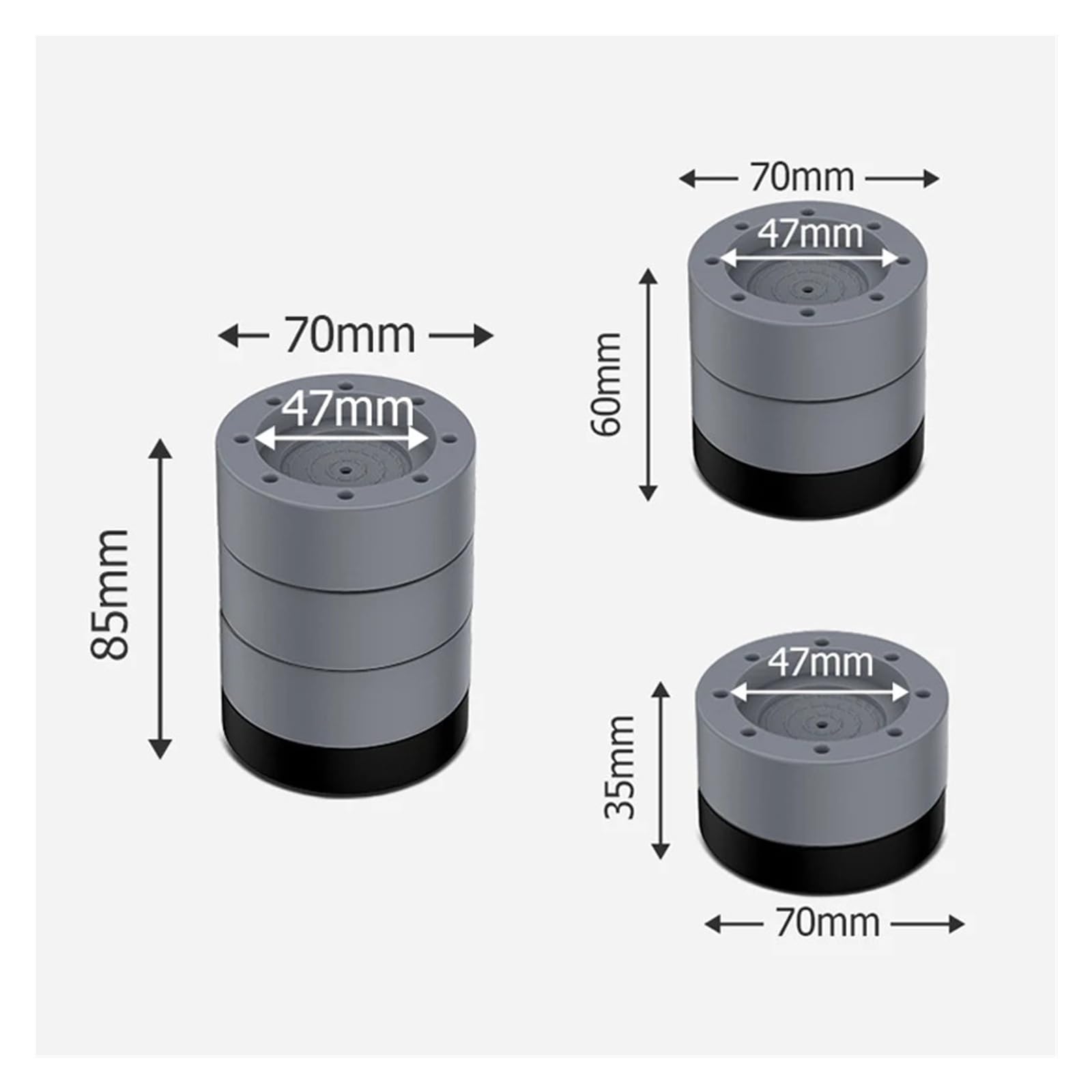 Almohadillas For Pies De Lavadora Antivibración, Compatibles Con Electrodomésticos Universales, 4 Piezas | Instale lavadoras domésticas, reduzca la vibración y el ruido de funcionamiento.(4pcs Gray 85mm)