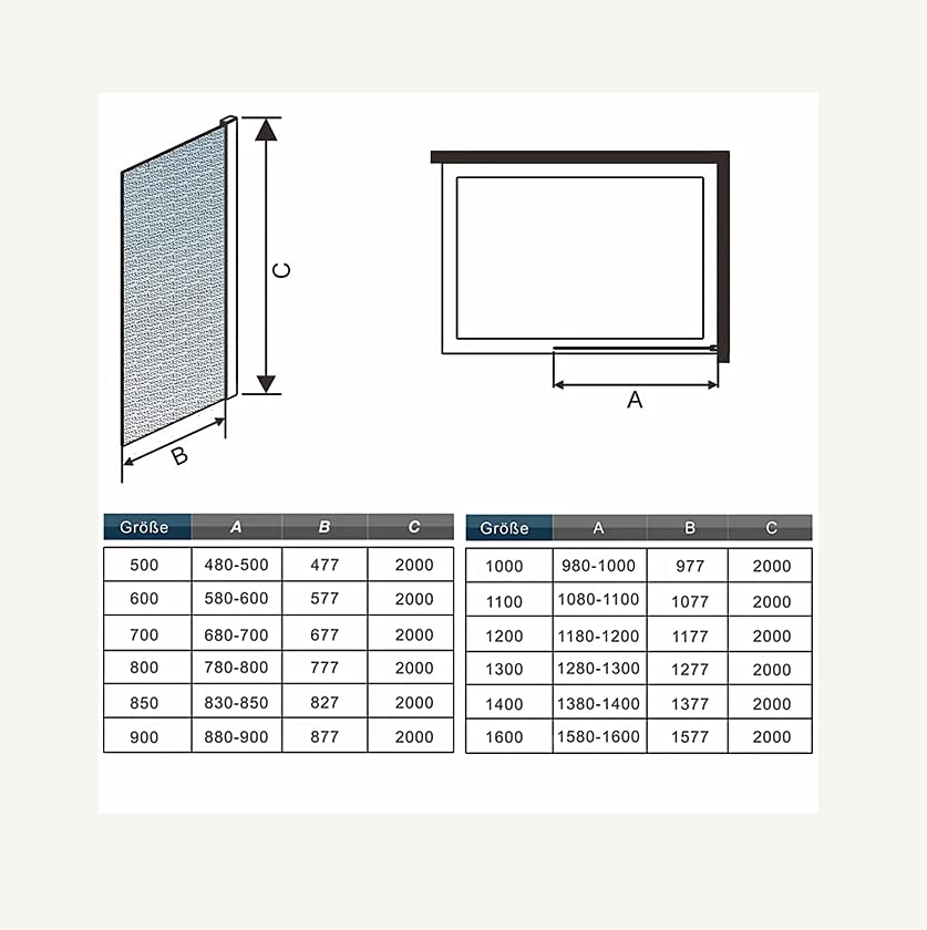 Aica Sanitär Walk-in Dusche 120cm – Duschabtrennung Aus 10mm Milchglas Mit Schutzfolie, H200cm, Aluminiumrahmen (ebenerdig)