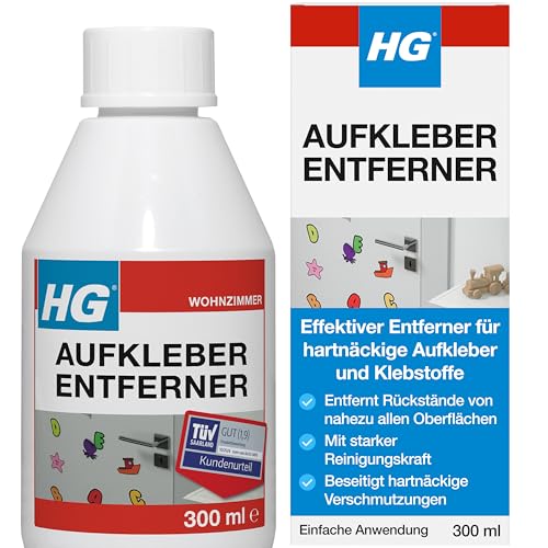 HG Aufkleberentferner, Klebstoff- und Klebemittellöser, Teer- und Ölfleckenentferner für Oberflächen, schnell und wirksam - 300 ml