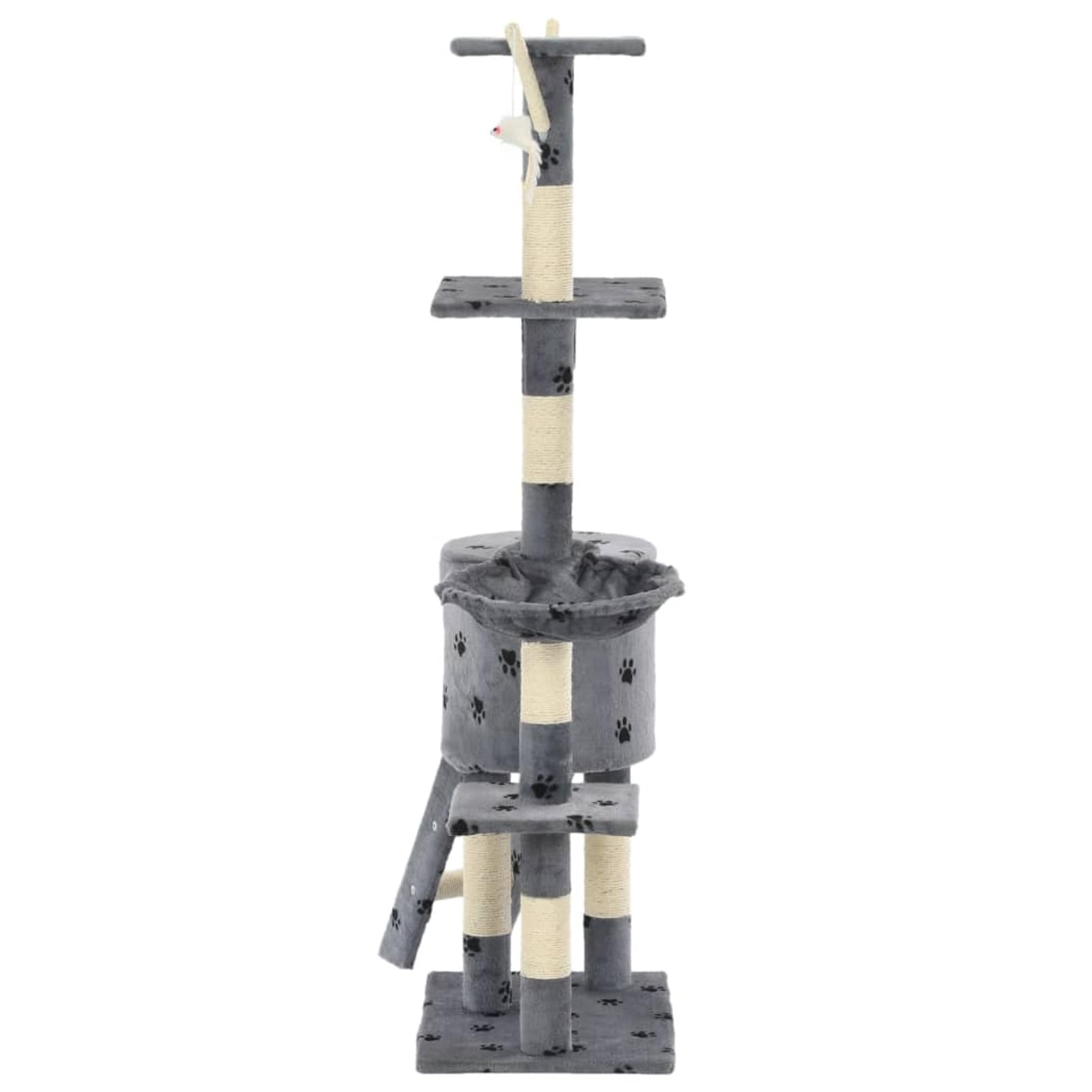 Homgoday Albero tiragraffi in sisal, 138 cm, con impronte di zampe grigie, tiragraffi a torre per gatti, casa multilivello per gatti, centro attività per gatti, animali e articoli per animali