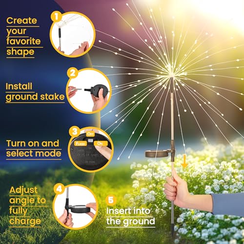 GIGALUMI Garden Outdoor Decor Lights 120LED 2Pack, Solar Garden Lights for Yard Outside Fairy Decorative,Solar Powered for Yard Pathway Flowerbed Planter Balcony Patio Decor(Warm White) - Image 4