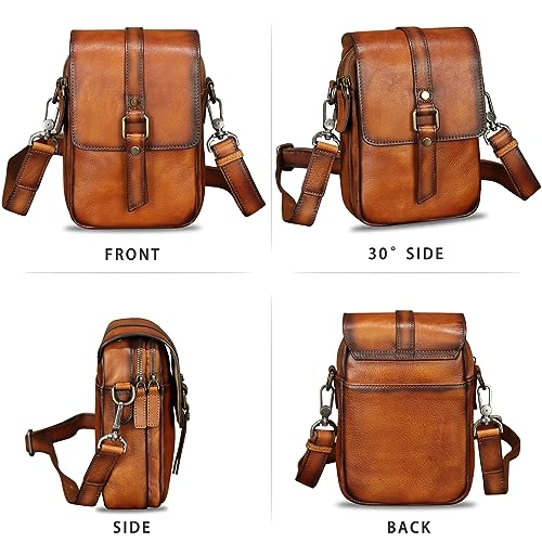 Genuine Leather Phone Purse for Women Vintage Leather Cell Phone Pouch Mini Small Shoulder Bag Crossbody Bag with Strap4