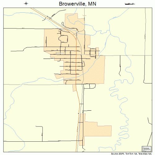 Large Street & Road Map of Browerville, Minnesota MN Printed poster size wall atlas of your