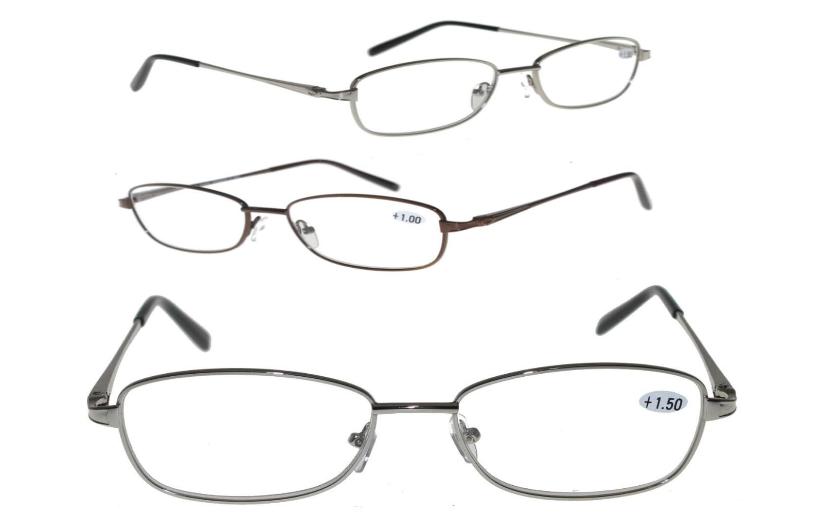 V-VAPE 1 X Reading Glasses With Designer Metal Frame Clear Lens Strengths (RANDOM, 2.5, multiplier_x)