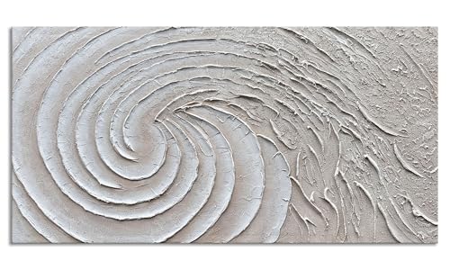 Slyart Thick Texture White Wall Art, Hand Painted 3D Ocean