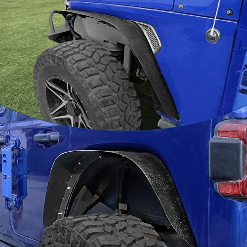 Yitamotor Flat Front & Rear Fender Flares Compatible With 2018-2024 Jeep Wrangler Jl & Jlu Unlimited (2/4 Doors), Off-Road Metal Steel Wheel Flares Liner 4 Pcs #TOP7