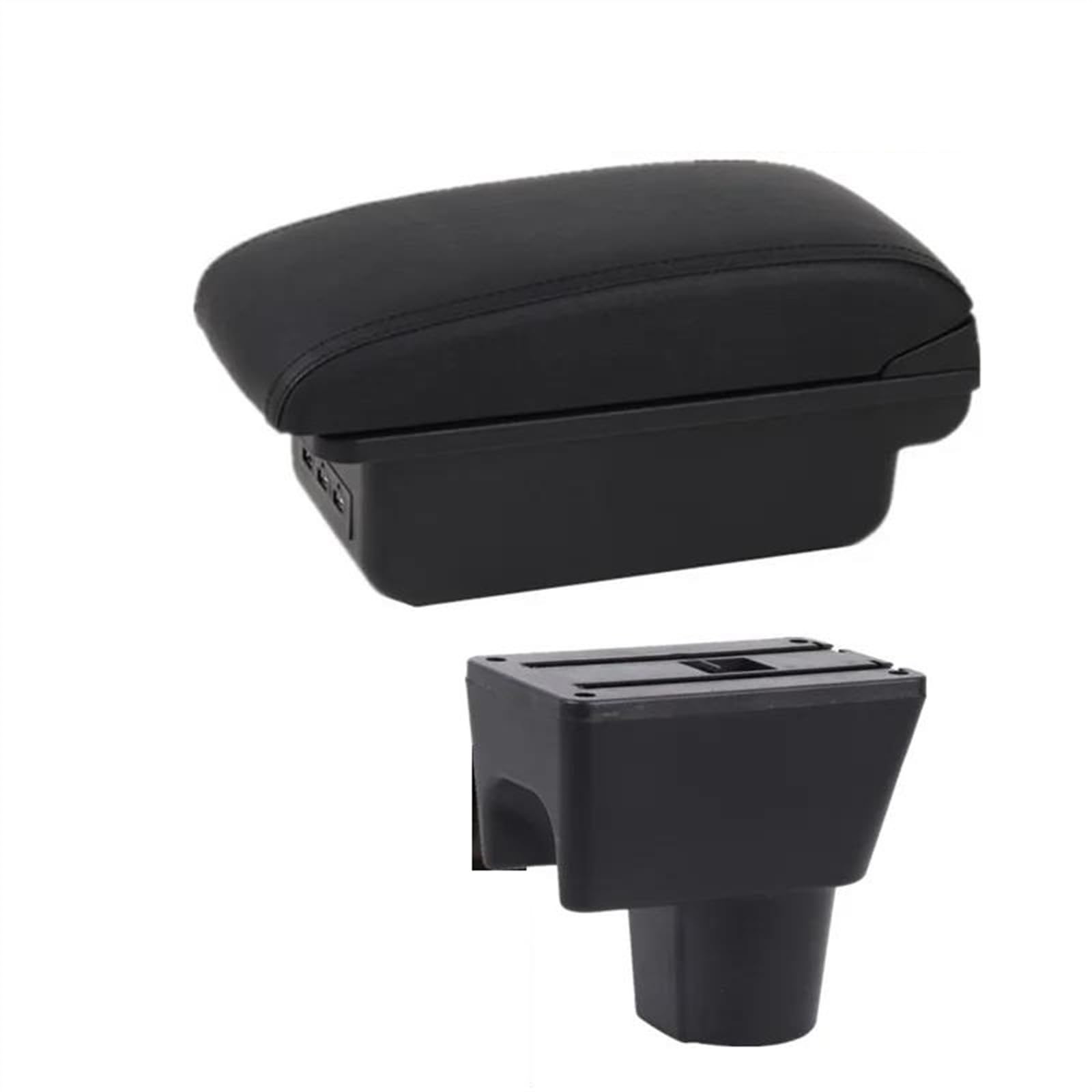 NOHEEU Armrest Box With Multifunctional Support PU Cushion Car Interior Modification Accessories For Terrano 3 2012-2018(B1 black line 3USB)