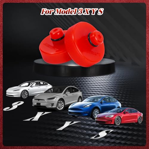 Jack Pad Lifting Pucks Floor Jack Stand Adapter for Tesla Model 3 Y S X 2017-2024 Red Reinforced Polyurethane Pinch Weld Chassis Protector