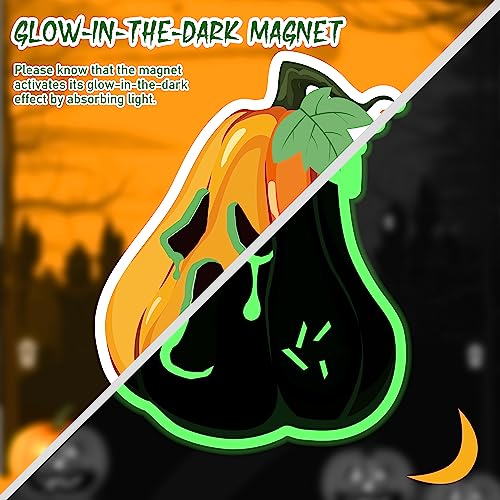 Image of 21PCS Halloween Car Magnets Decorations - Magnetic Glow-in-The-Dark Bats Pumpkin Skeleton Hands, Garage Door Refrigerator Trunk or Treat Cruise Decor