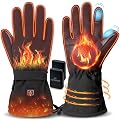 Heated Gloves for Men Women Heated Gloves Rechargeable with 3 Levels Temperature Control Heating Glove Women Men Suitable for Arthritis Raynaud's Alleviate Cycling Skiing (Black, L) (Black, M)