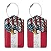 America and Austria Austrians Eagle Flag Leather Luggage Tags Elegant Bag Tag Identifier with Privacy Cover & Id Card, Perfect Travel Gift for Friends Family Tourists 1