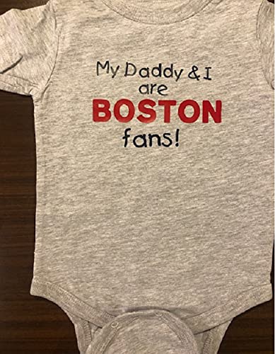 Teesbytini My Daddy And I Are Boston Onesie ® Fans Baby Bodysuit Red Sox Onesie ® Infant One Piece thumb #5