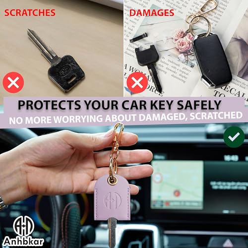 Image of Leather Keys Sleeve for Broken Car Key Loop Replacement, Keychain Cover Cute Protector and Holder for Men, Women