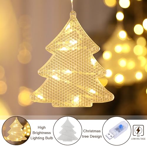 BLOOMWIN Christmas Window Lights Indoor - 2M 160 LED Christmas Window Decorations, Snowflake Curtain Hanging Fairy String Icicle Lights for Xmas Noel Bedroom Holiday Home Outdoor, Warm White USB - image 3