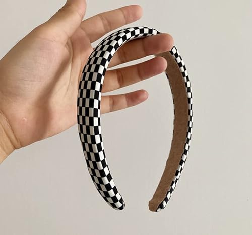 Duehut Checkered Headband. Plaid Hair Accessories For Women. Black And White Check Headband For Women And Girls. Christmas Party Hair Accessories. thumb #1