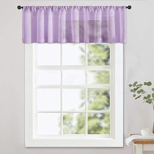 MRTREES Cenefas transparentes de 54 x 16 pulgadas, cenefa de gasa para ventana de sala de estar, cenefas de cortina para dormitorio, bolsillo para