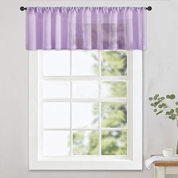 MRTREES Sheer Valances 54 x 16 inch Living Room Windows Voile Valance Bedroom Curtain Valances Sheer Rod Pocket Window Treatment Light Filtering 1 Panel Purple