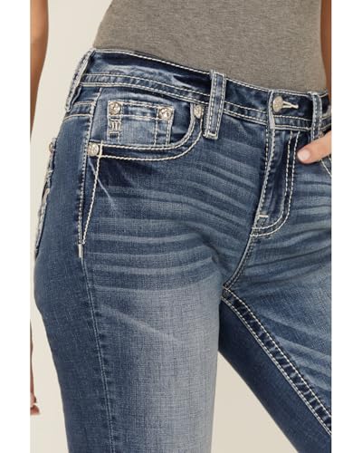 Miss Me Women's Paisley Peekaboo Faux Flap Pocket Mid-Rise Bootcut Jeans4