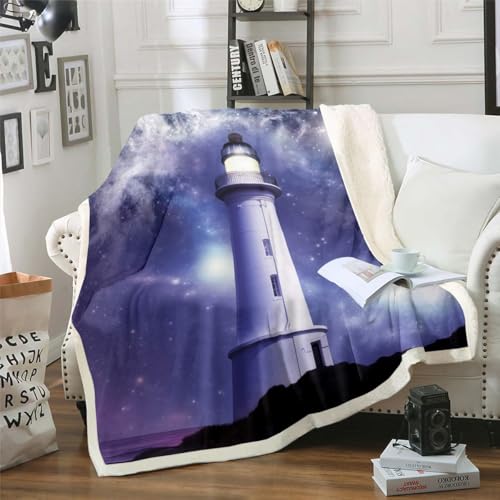 Erosebridal Lighthouse Fuzzy Nautical Bed Blanket 50"x60"