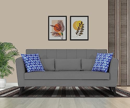 Image of Adorn India Daniel 3 Seater Sofa (Grey) (3 Year Warranty)