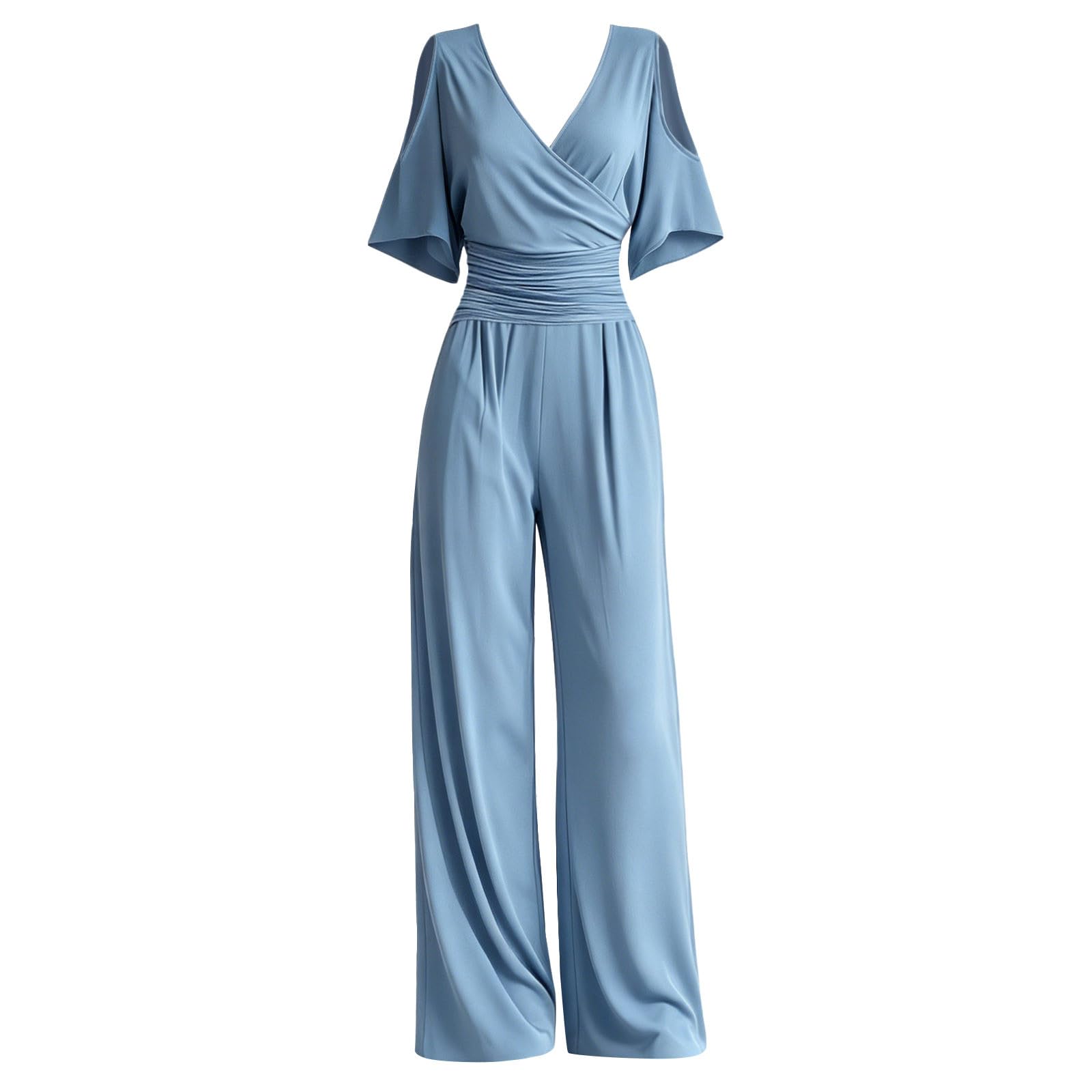 Generico 2026 Tuta con scollo a V e spalle scoperte vestibilità slim, jumpsuit casual vasto body confortevole, tutina elegante per donna moderna.