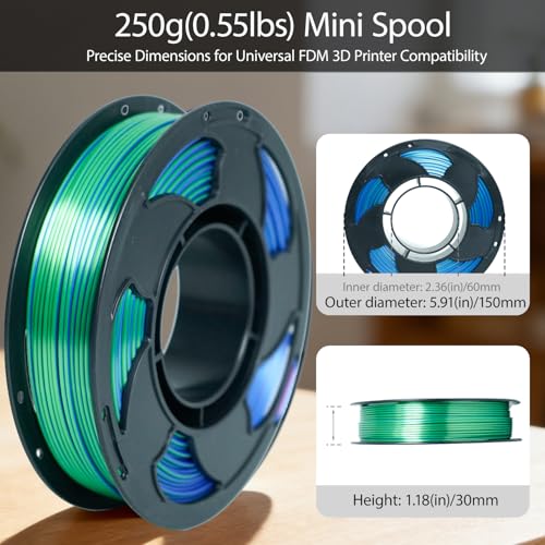 Image of Silk Tri Color Blue Green Fuchsia PLA 1.75mm 250g Shiny 3D Printer Filament