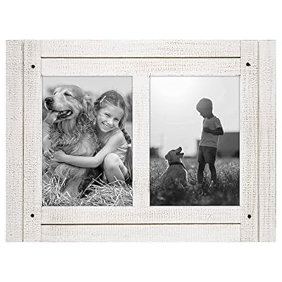 Americanflat Collage Picture Frame in Aspen White with Three Displays Textured MDF and Polished Glass for Wall and Tabletop - 5" x 7"