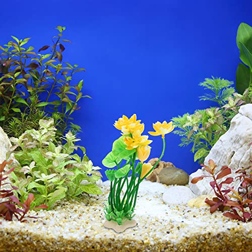 Image of VOCOSTE 1pcs Fish Tank Aquarium Decorations Plants, Mini Aquarium Decorations PE Ceramics Plants for Aquarium Decorations, Yellow 8.27 inch | PE & Ceramic for Durability, Non-Toxic Safe for Fish, Compact 8.27 in, Suitable for Small to Medium Sized Fish Tanks