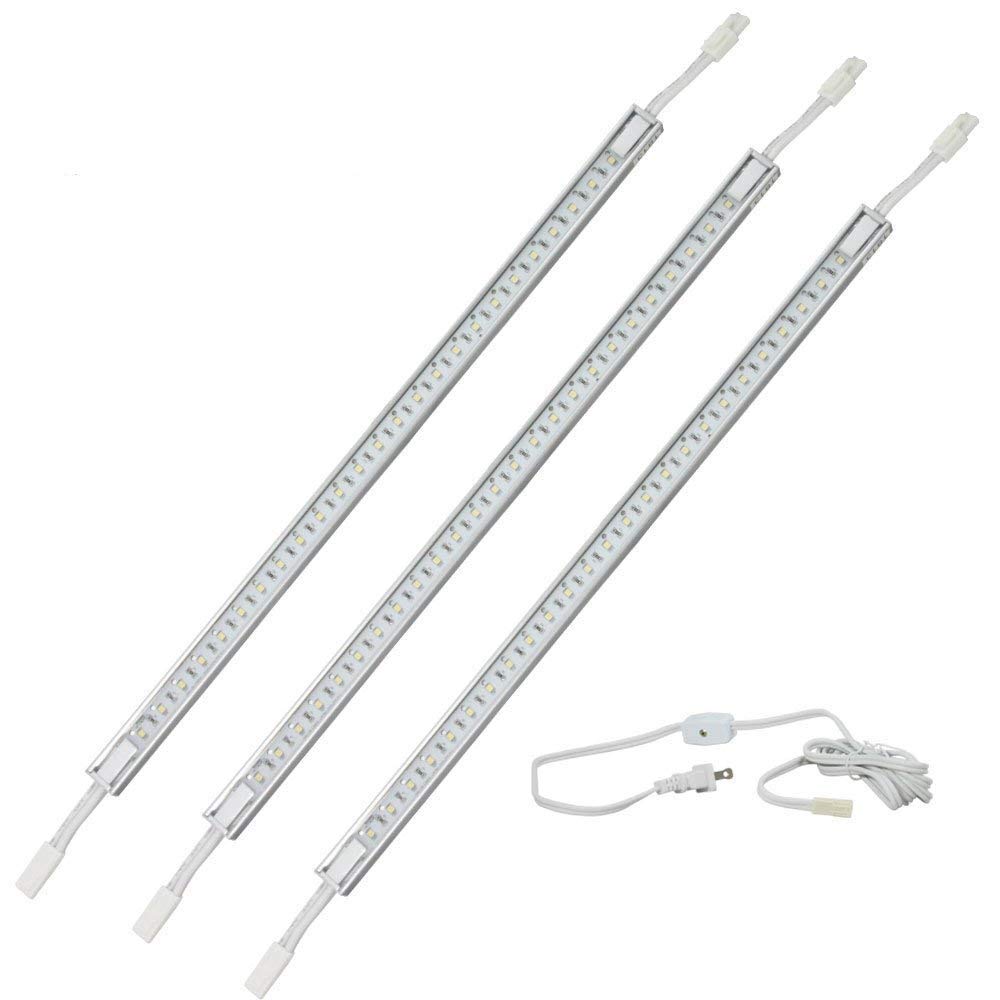 3 x 16 LED Strip Kit - Silver Cover with Cool White Light (6,000k) - Under Cabinet Furniture 120v/110v - Dimmable - Line Voltage - Professional Grade Electrician