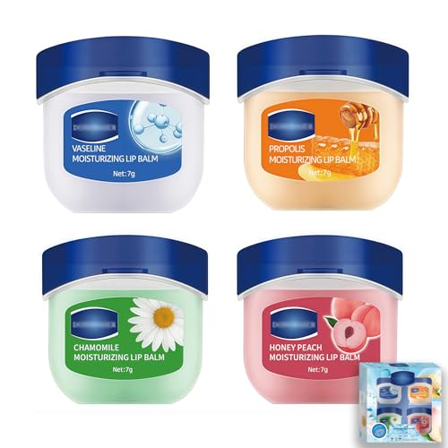 Lip Balm Set, 4PCS Moisturizing Lip Care Multipack Gift Set, Non-sticky Hydrating Moisturizer Lip Treatment for Cracked Dry Lips, Lip Repair for Women Girls