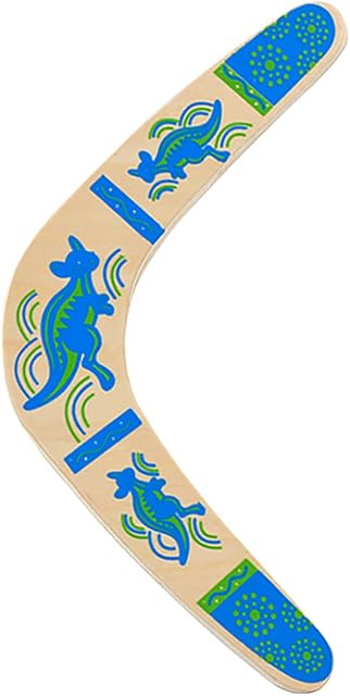 JIUAI Handmade Boomerang, Australia Style Wooden Authentic Boomerang, V-Shaped Returning Boomerang for Ages Above 10 Years Old Kids and Adult- Blue