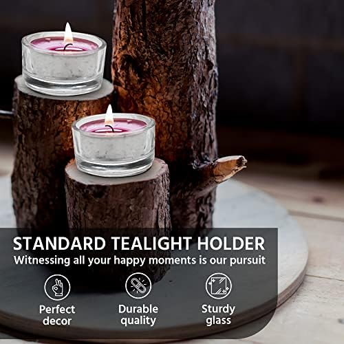 Set of 24 Clear Glass Tealight Candle Holders, 5cm x 2.5cm with Luxurious Look