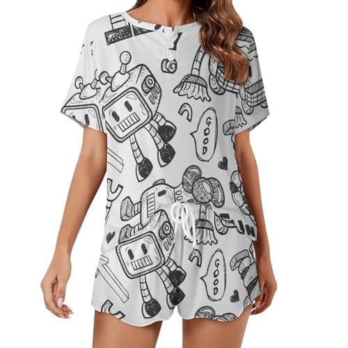 Pyjama femme été gris aux finitions soignées et manches courtes légères