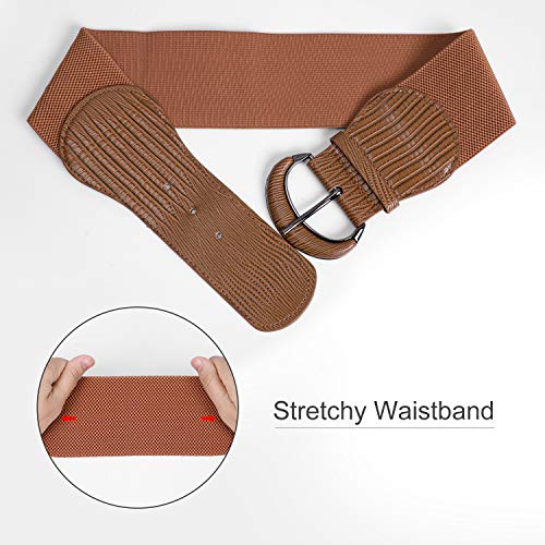 Jasgood Women Stretchy Wide Waist Belt For Dress Ladies Elastic Belt Hook Buckle (Suit For Size 37-42 Inches,B-Brown) #TOP4