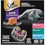 Sheba Perfect Portions Wet Cat Food Pate With Sustainable Salmon, Signature Seafood Entree, and Tender White Fish and Tuna Entree Variety Pack, 2.6 oz. Twin Pack Trays (24 Count, 48 Servings)
