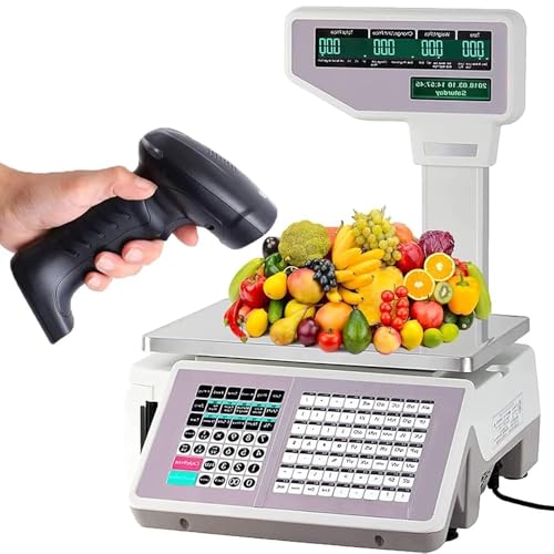 Báscula digital comercial con doble pantalla y etiqueta miniatura 1