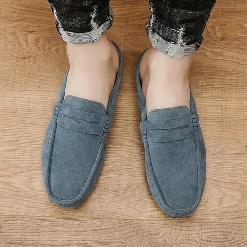 Loafers for Men Anti-Slip Flexible Round Toe Suede Vamp Half Loafers Shoes Comfortable Fashion Slip On2