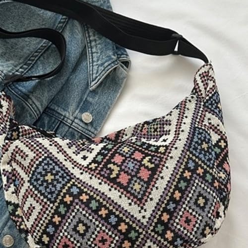 Ethnic Style Dumpling Bag for Casual and Retro Shoulder Carry Unique Shape with Pendant Decoration4